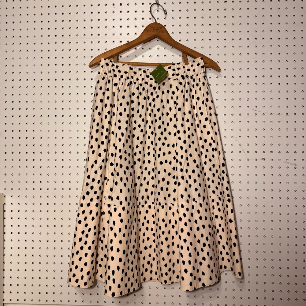 NWT Kate Spade Black and Blush Cream Spotted A-Line Skirt “Skirt the Rules “